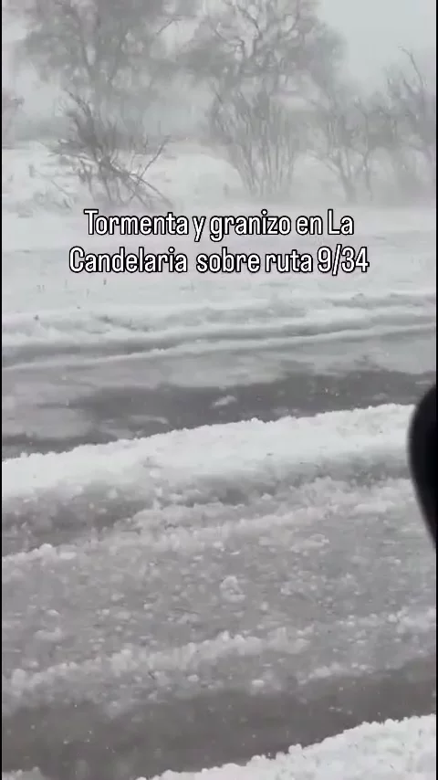 FUERTE LLUVIA y GRANIZO- Impresionante imagen de la tormenta con granizo sobre la ruta 9-34 ante